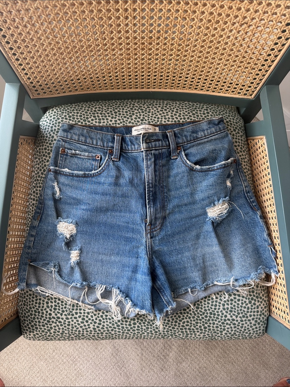 Abercrombie Curve Love High-Rise 4” Denim Shorts